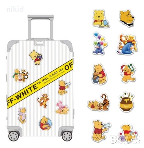 50 бр Мечо Пух и приятели самозалепващи лепенки стикери за украса декор картонена торта, снимка 4 - Други - 35155264