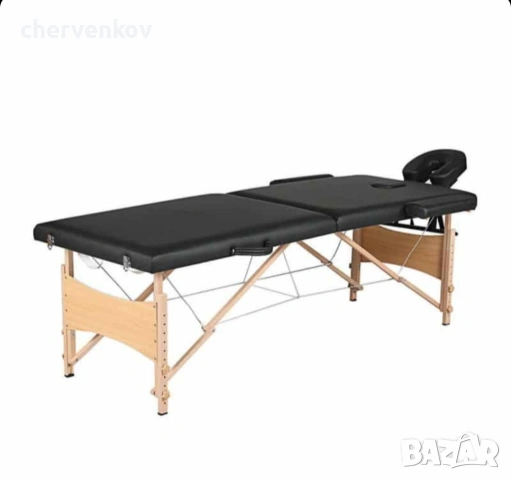 трисекторна козметична масажна кушетка дървена черна масажно легло, снимка 7 - Кушетки - 53166051