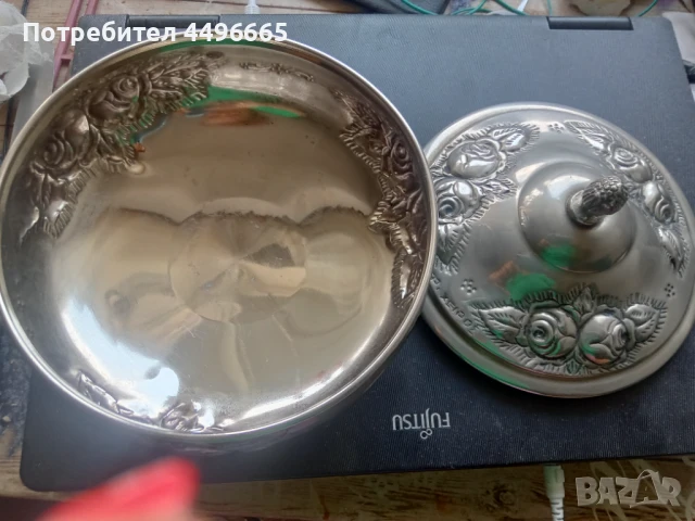 Посребрена ръчно изработена захърницаа, снимка 3 - Антикварни и старинни предмети - 50856378