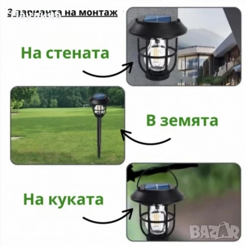 Градинска соларна лампа YH-169 с 3 режима за работа, снимка 2 - Други - 51036644