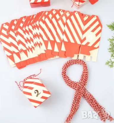 24 бр червени кутии кутийки кутия картонена картонени Адвент календар advent подарък сувенир украса, снимка 5 - Други - 47523586