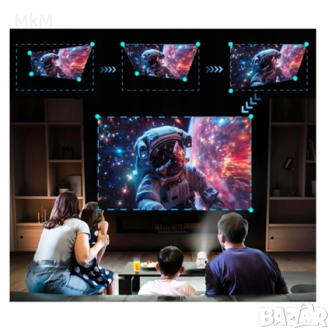 Мини Bluetooth проектор AMX100 , поддържащ 4K 1080P преносим, снимка 6 - Плейъри, домашно кино, прожектори - 51300628