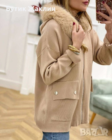 Дамска жилетка кашмир с еко косъм, снимка 2 - Жилетки - 51551827