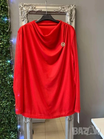 блуза с тюл и брошка , снимка 3 - Блузи с дълъг ръкав и пуловери - 50871348