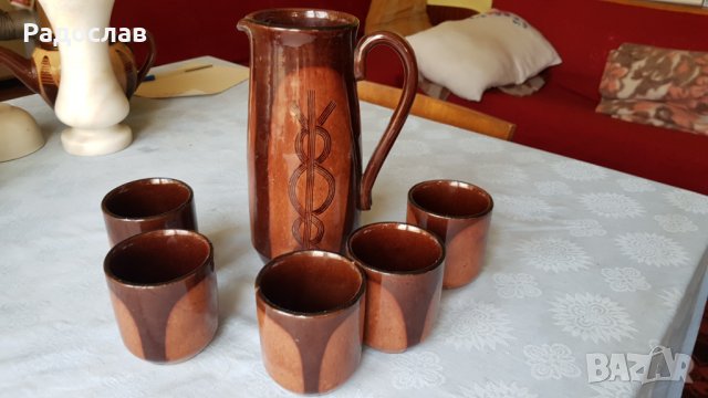 Комплект керамичен кана чаши , снимка 4 - Чаши - 33339276