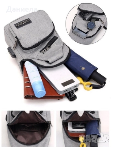 Удобна многофункционална чанта/раница през рамо с USB , снимка 8 - Раници - 51880007