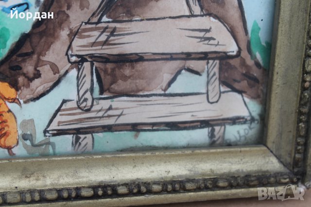 Стар акварел подписан , снимка 7 - Картини - 35266303