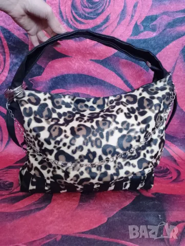 Чанта тип торба Леопардов принт с верижки и халки , снимка 6 - Чанти - 49446124