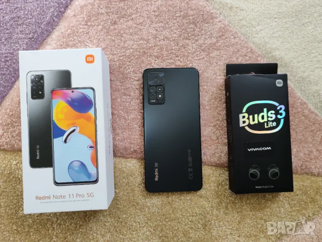 Смартфон Xiaomi Redmi Note 11 Pro 5G със слушалки Buds 3 lite и кейс, снимка 2 - Xiaomi - 47558431