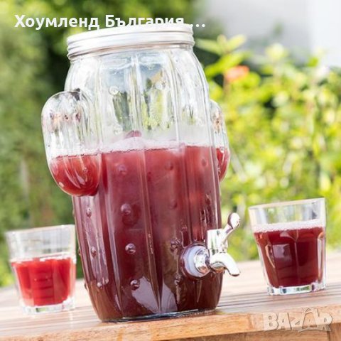 Стъклен буркан с кран за напитки във формата на кактус 5 литра, снимка 2 - Чаши - 40641109