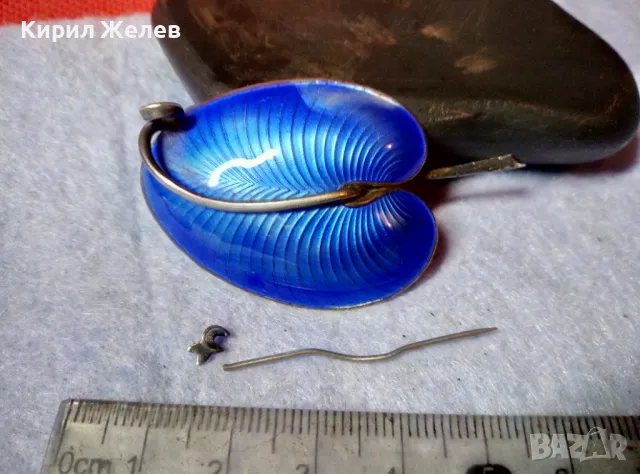 DEL METALL 925 S STERLING NORWAY ВИНТИДЖ ЕМАЙЛИРАНА СРЕБЪРНА БРОШКА СРЕБРО 925 АВТОРСКА СТАРА 49316, снимка 7 - Антикварни и старинни предмети - 48481217