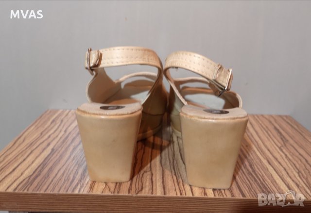 Нови кожени сандали 37-38 номер бежови български обувки, снимка 6 - Сандали - 29021801