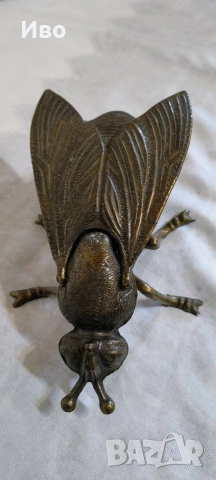 Голяма антикварна месингова муха , снимка 3 - Антикварни и старинни предмети - 53052851