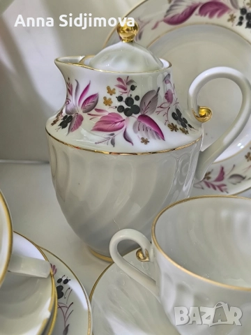 Руски порцелан ЛФЗ сервиз за кафе , снимка 4 - Сервизи - 52216314