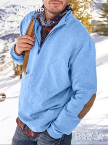 Мъжки моден ежедневен свободен пуловер с половин цип, 5цвята - 023, снимка 3 - Пуловери - 39782441