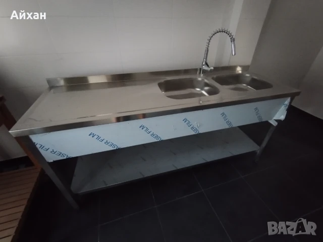 Работна маса от неръждаема стомана с две мивки , снимка 5 - Мивки - 51121238