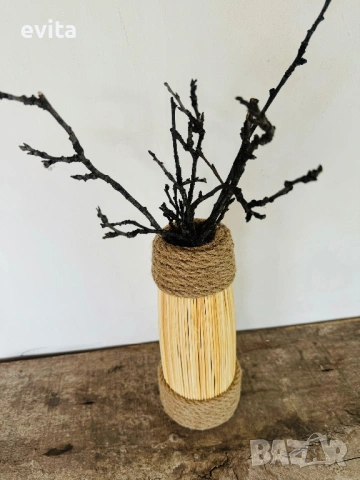 🌿 Колоритни арт вази – стъкло и дърво с характер, снимка 11 - Вази - 35788090