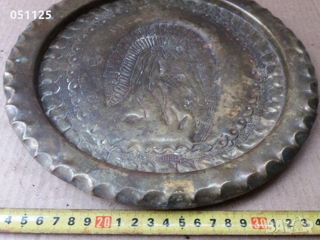 бронзова ръчно гравирана чиния за стена - отлична, снимка 9 - Антикварни и старинни предмети - 35544038