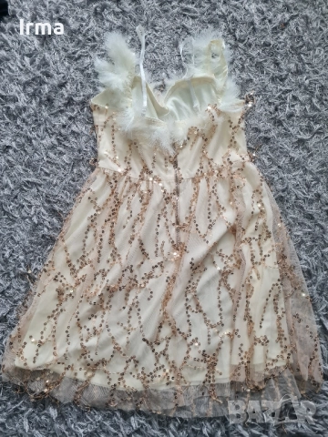 Разкошна рокля с естествени пера., снимка 5 - Рокли - 51942299