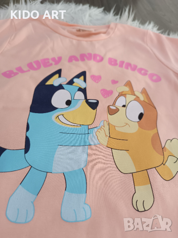 Тениска Блуи и Бинго цвят - праскова, снимка 1 - Детски тениски и потници - 44845528