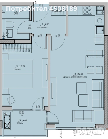Просторен двустаен апартамент в Малинова Долина , снимка 1