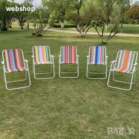 Сгъваем плажен стол, Туристически стол, 53x46,5x74 см, до 110 кг, метал, многоцветен, снимка 2 - Градински мебели, декорация  - 49887290