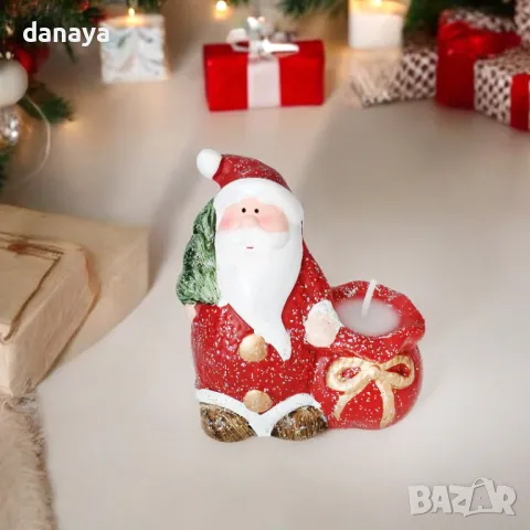 5329 Керамична коледна свещ с Дядо Коледа или Снежко, снимка 3 - Декорация за дома - 47651079