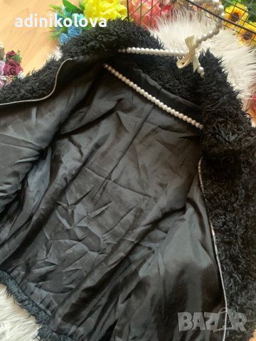 Пухкаво черно палто, снимка 2 - Палта, манта - 39090256