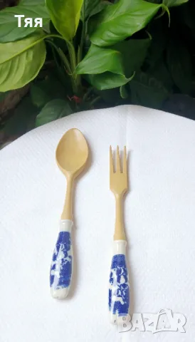 Прибори за сервиране с порцеланови дръжки , снимка 4 - Прибори за хранене, готвене и сервиране - 47870179