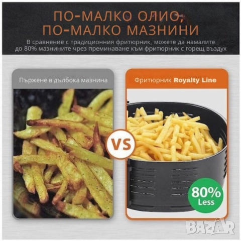 Здравословно пържене с горещ въздух Royalty Line RL-AF-5408, снимка 8 - Друга електроника - 51857949