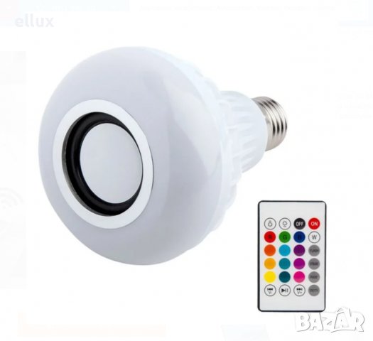 Цветна LED лампа с вградена колонка Bluetooth & Music 12W - E27, снимка 2 - Лед осветление - 37808327