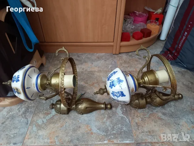 Красиви месингови аплици със порцелан , снимка 2 - Други - 50399507