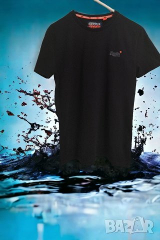 Разпродажба! Мъжка тениска Superdry orange label черна/ Оригинална, 100% памук