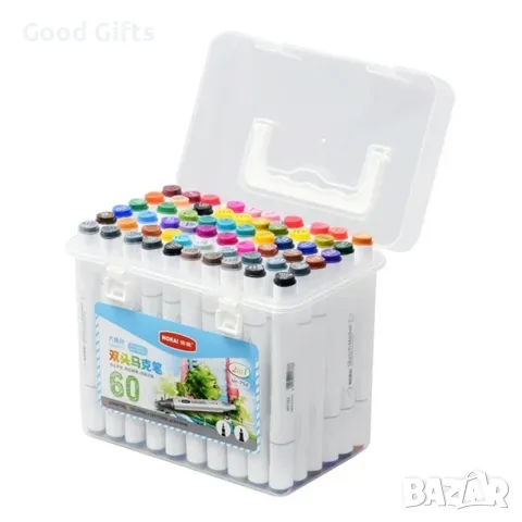 60 броя Двустранни арт маркери, Комплект алкохолни маркери, снимка 2 - Други - 49119597