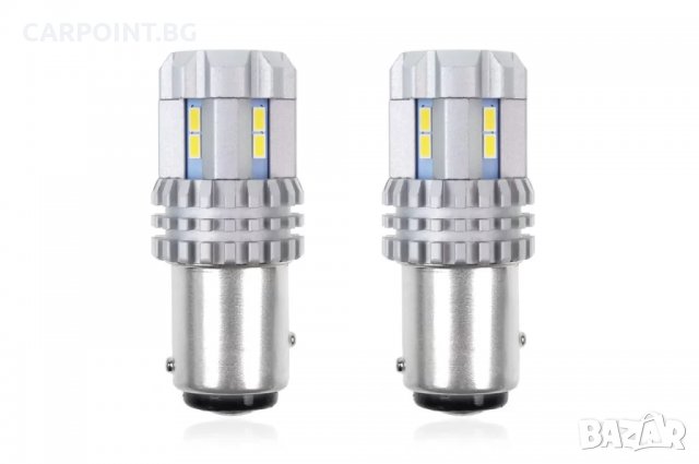 КОМПЛЕКТ ДИОДНИ LED КРУШКИ 02450 , 1157 P21 5W БЯЛО 12V 24V 1КТ., снимка 1