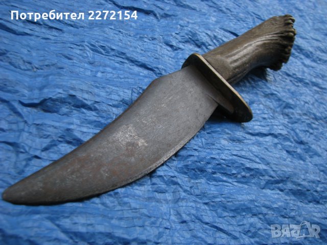 Стар ловен / хайдушки нож с кания, снимка 3 - Антикварни и старинни предмети - 35281892