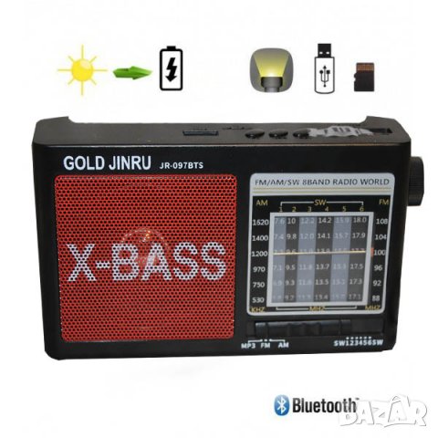 Соларно Bluetooth Радио С USB И Фенер, снимка 1 - Радиокасетофони, транзистори - 38747701
