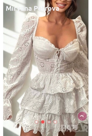 Бяла дантелена рокля, снимка 2 - Рокли - 52033585