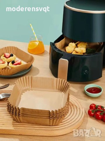 Квадратни хартиени форми за еър фрайър 50 бр., снимка 2 - Форми - 43824388