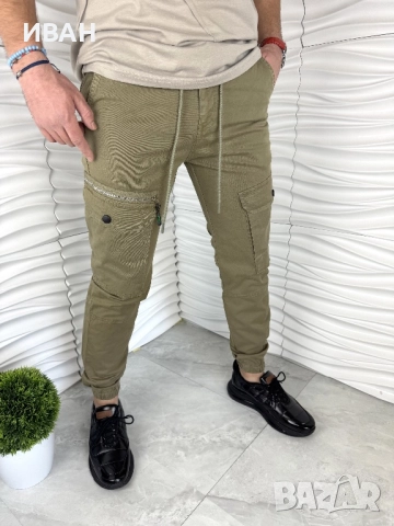 Мъжки спортни панталони със странични джобове в зелено, снимка 2 - Спортни дрехи, екипи - 52970570