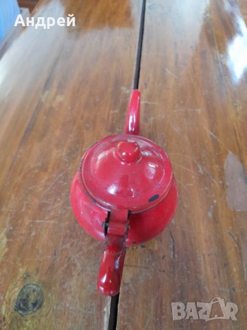 Стар емайлиран чайник #14, снимка 5 - Антикварни и старинни предмети - 35262085