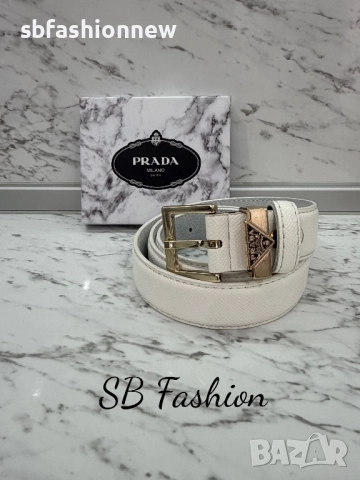 Prada бял колан естествена кожа