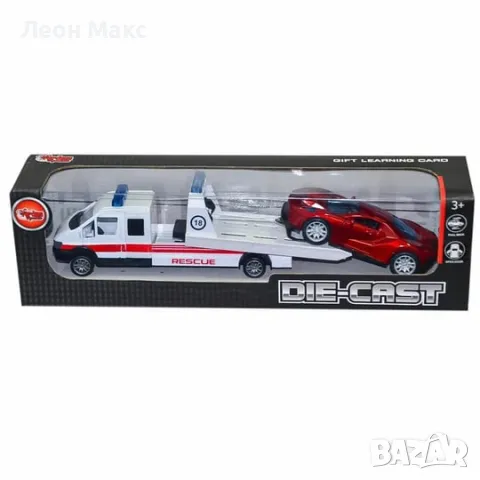 Камион Пътна помощ с платформа и кола, снимка 3 - Коли, камиони, мотори, писти - 48385970