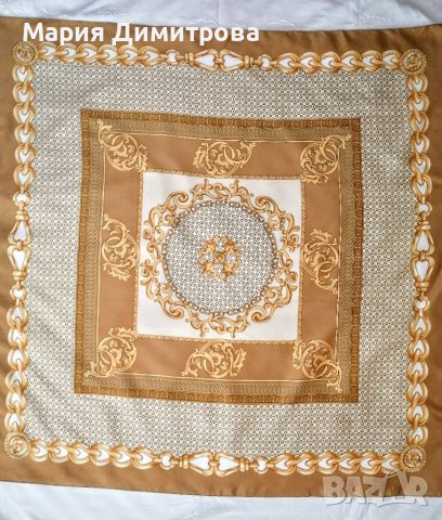 Колекционерски шал в бежово и златно, снимка 5 - Шалове - 37340634