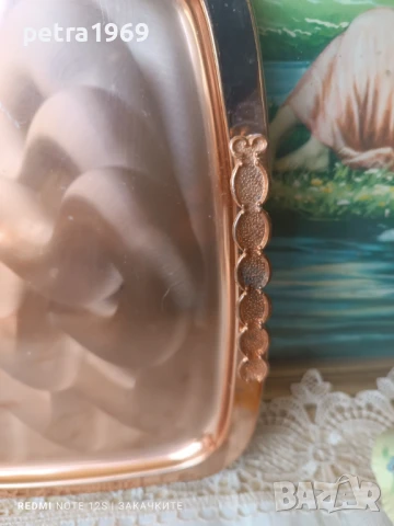 Комплект 6 чаши от боросиликатно стъкло, с медни подстакани И меден поднос, снимка 5 - Сервизи - 51064198