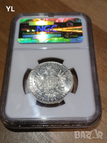 Флорин ,Австрия 1876 ,NGC MS64, снимка 2 - Нумизматика и бонистика - 51852428