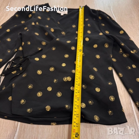 & Other Stories Дамска блуза тип прегърни ме в черно и злато, размер 40 М-Л, снимка 7 - Блузи с дълъг ръкав и пуловери - 52496564