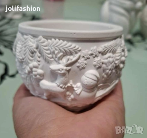 Гипсови кашпи и коледни подаръци от гипсокерамична смес