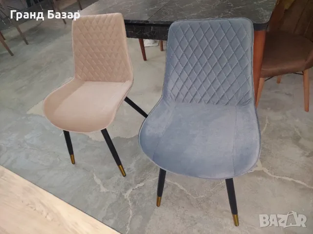 Трапезен стол,дамаска кадифе тип баклава и метални крака,налични количества. Цена 100 лв., снимка 3 - Столове - 46723447