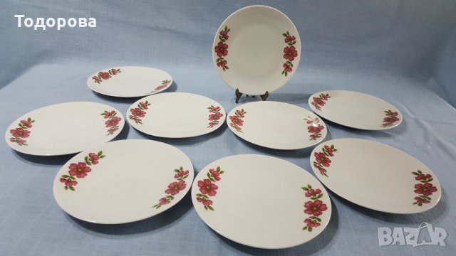 Порцеланови чинии - Бавария с флорални мотиви - 9 броя